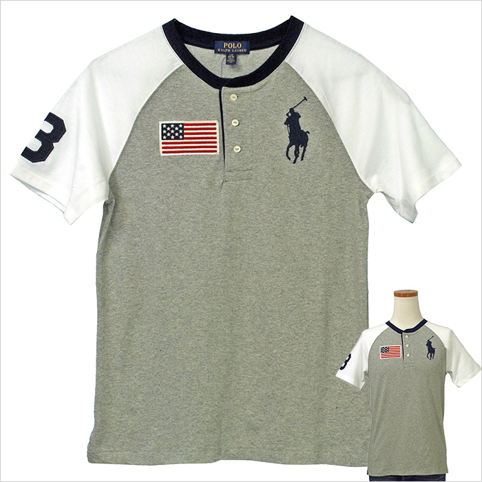 Polo ラルフローレンビッグポニー Usフラッグヘンリーネック 半袖tシャツ 半袖 Tシャツ ボーイズ ポロ ｔシャツの店チープトック
