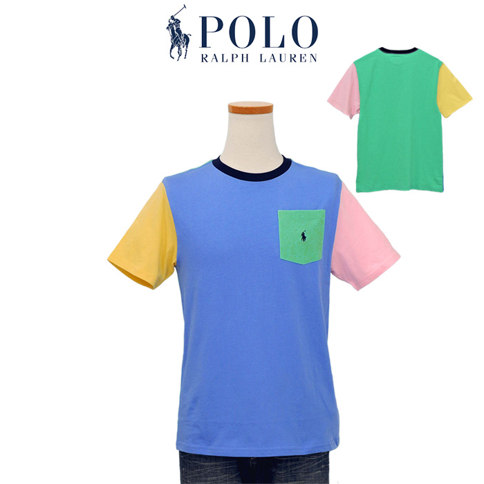 ラルフローレン Polo カラーブロックド コットン ポケット Tシャツ