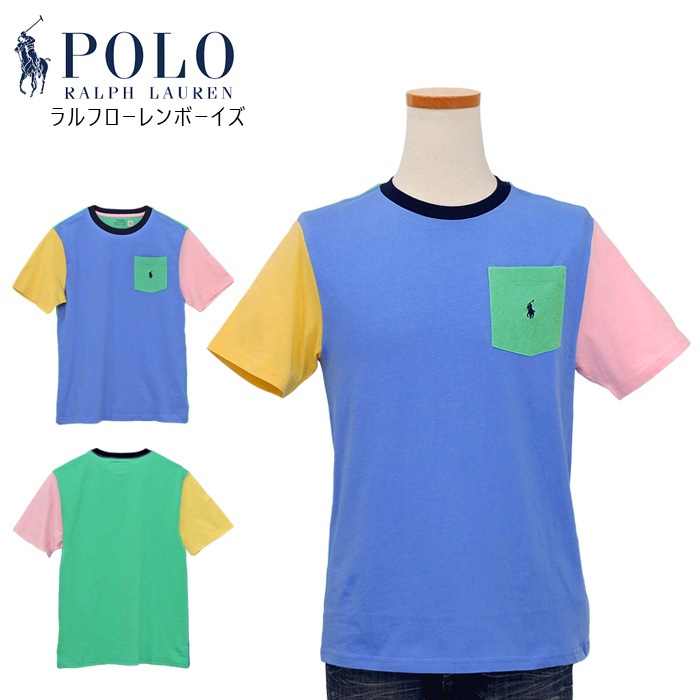 ラルフローレン Polo カラーブロックド コットン ポケット Tシャツ