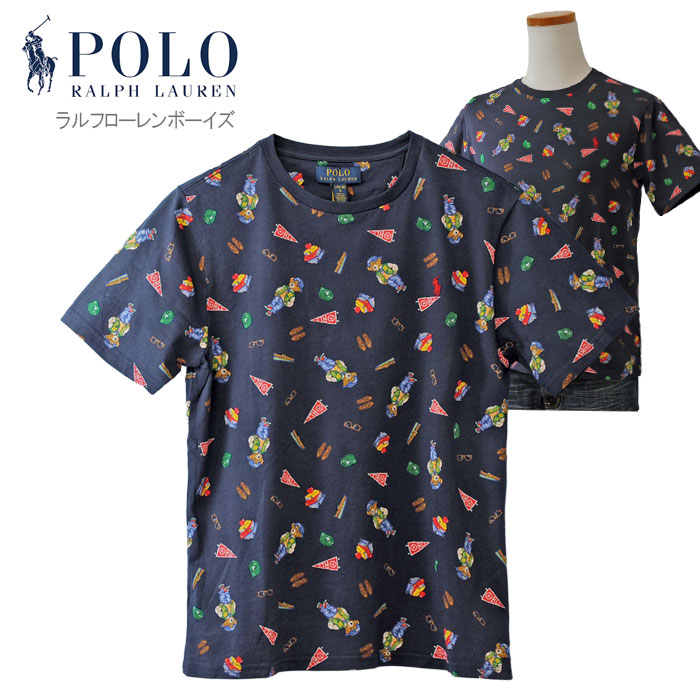 ボーイズシリーズ/ポロベア総柄プリント 半袖Tシャツ