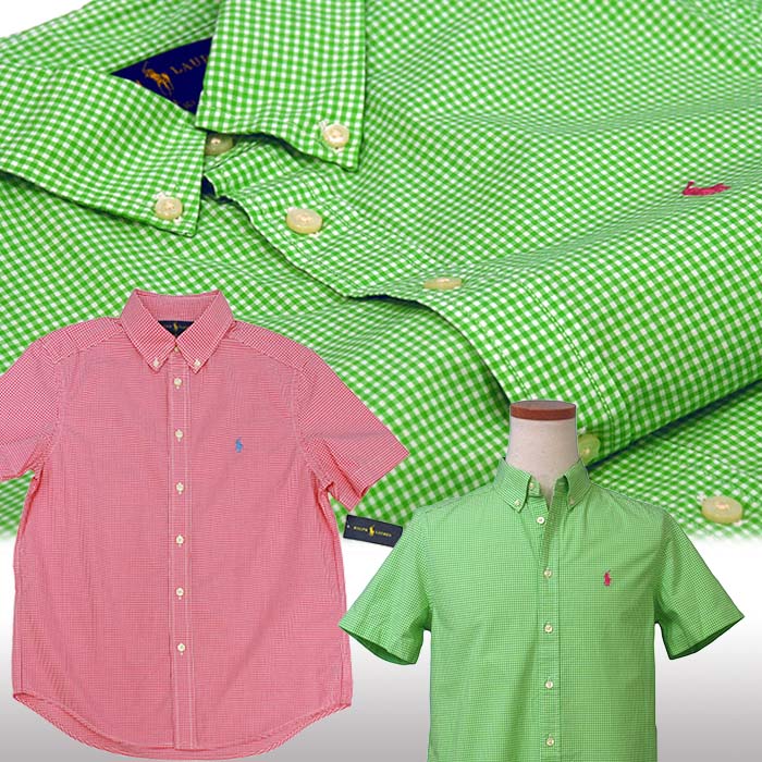 ラルフローレン Boy's半袖ギンガムチェックシャツ 半袖 カジュアルシャツ ボーイズ ポロ、Ｔシャツの店チープトック