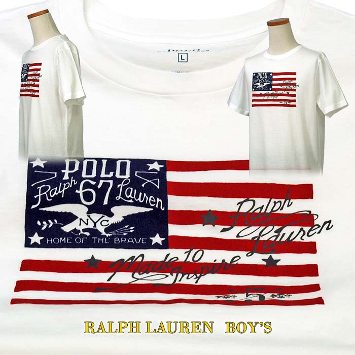POLO ラルフローレンフラッグ プリント半袖Tシャツ POLO ラルフローレンフラッグ プリント半袖Tシャツ