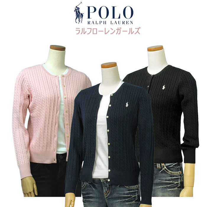 POLO ラルフローレンコットン ケーブル カーディガン セーター、カ