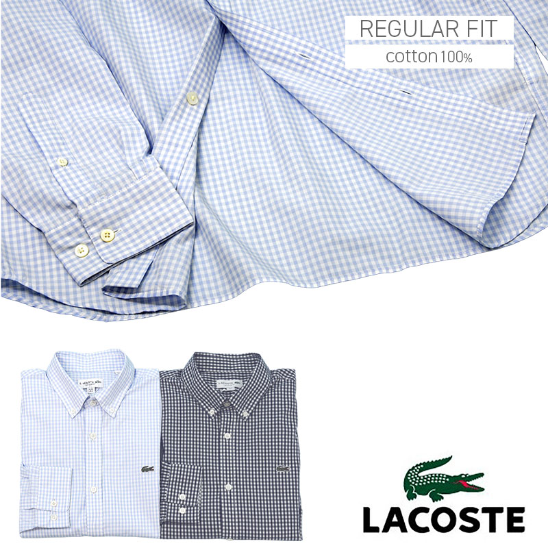 LACOSTE �����M���K���`�F�b�N�V���c ���̊ɂ₩�ȃJ�[�u�A�����J�t�X�A�܂肽���ݒu���ƃu�����h���S�̍\���J�b�g ch2299-51