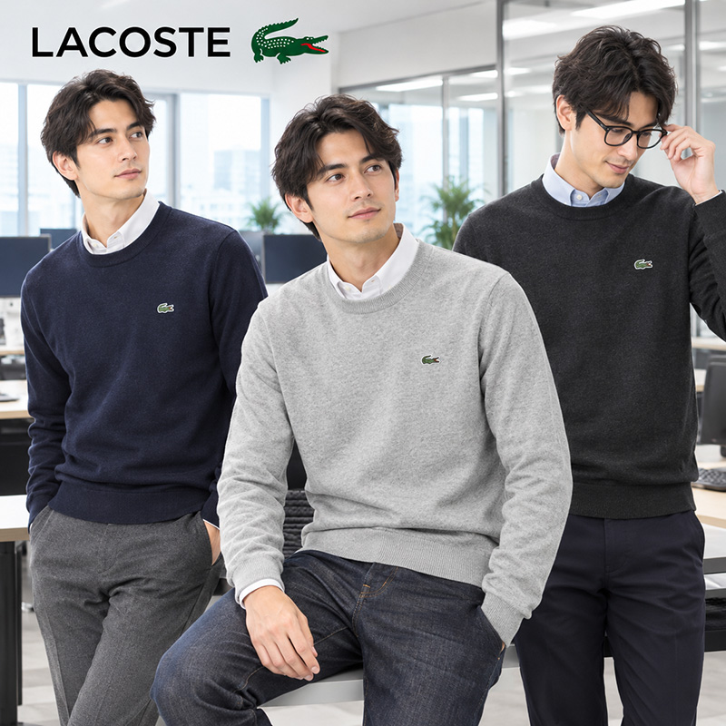 LACOSTE ���R�X�e �I�[�K�j�b�N�R�b�g�� �N���[�l�b�N �Z�[�^�[