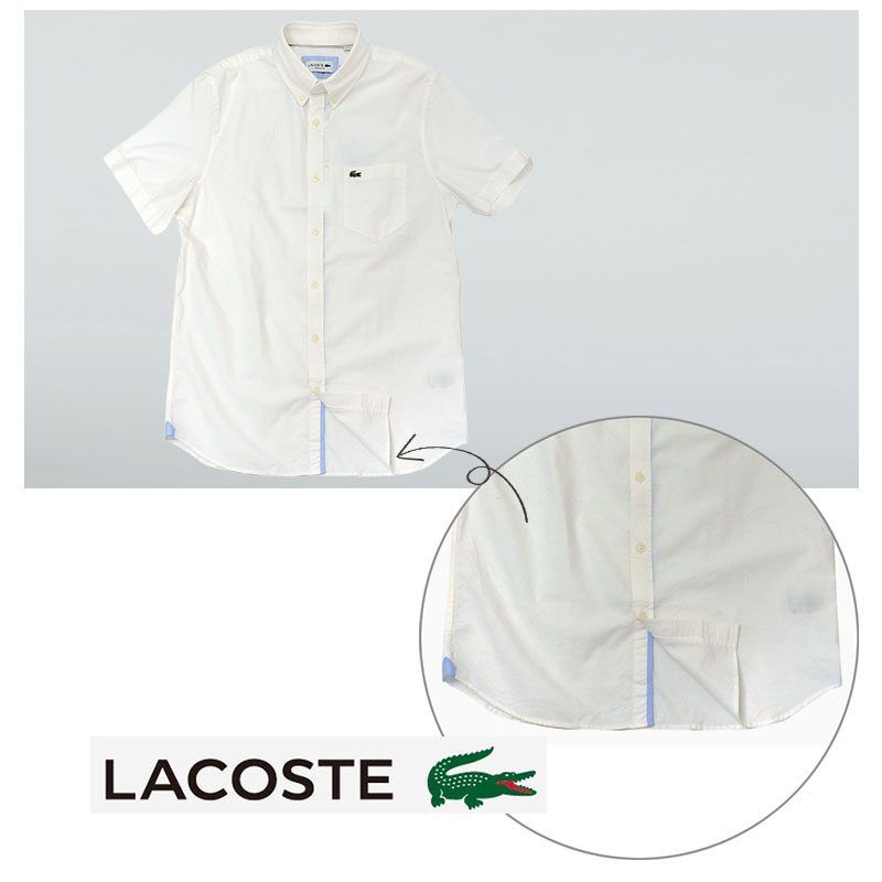 Lacoste ラコステ 半袖 オックスフォードシャツ ホワイト