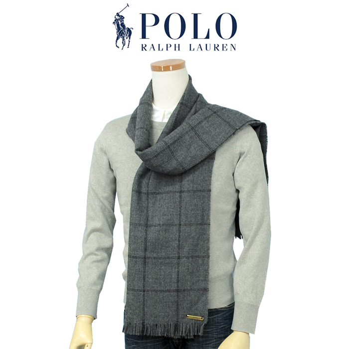 ラルフローレンアルパカ、ウインドウペイン柄マフラー