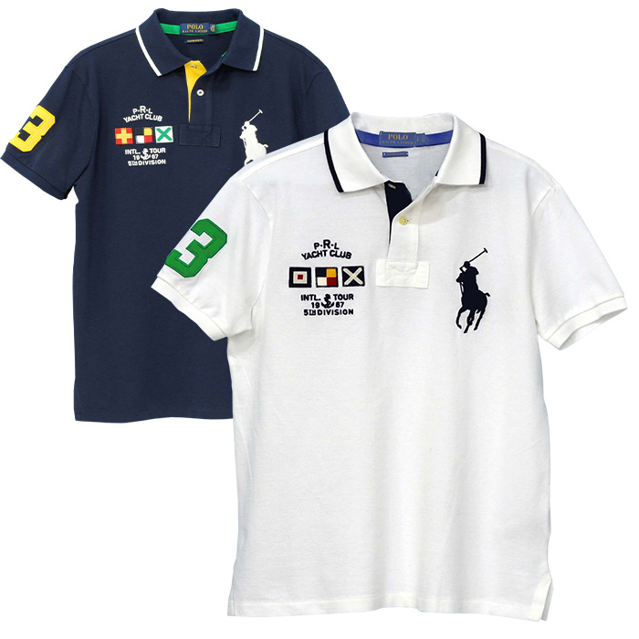 POLO Ralph Lauren Men's ビッグポニー、フラッグ半袖鹿の子ポロシャツ