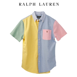 ラルフローレン メンズ POLO Ralph Lauren カラーブロック ポケット付き 半袖 オックスフォードシャツ CLASSIC FIT 