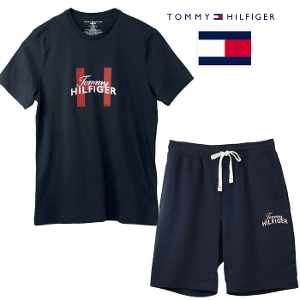 トミーヒルフィガーMen’ｓ 半袖Tシャツ,ハーフパンツ上下セット ネイビー