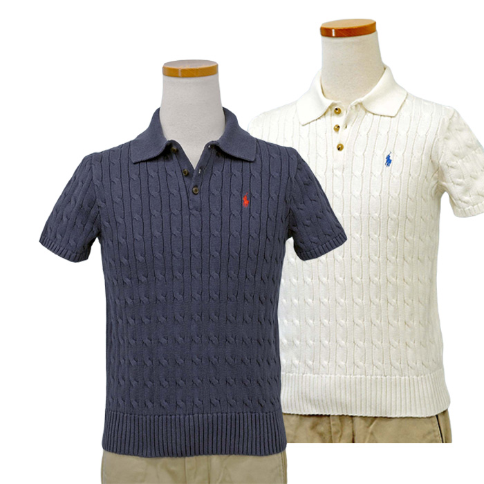 [新品] Polo Ralph Lauren ケーブル編みポロ 半袖 オリーブ POLO Ralph Lauren ポロ ラルフローレン ニット 211743311