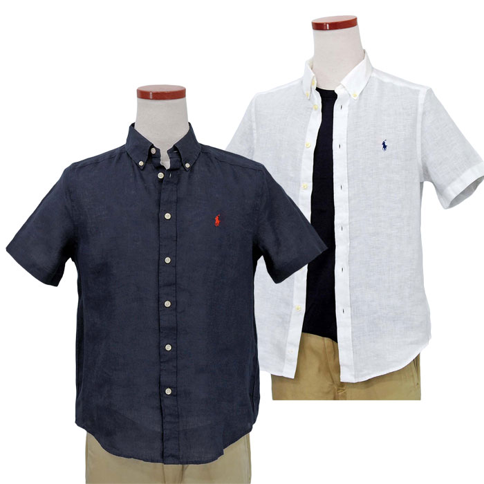 Ken_go ポロラルフローレン　リネンシャツ　麻　インド製　白　XL POLO ラルフローレン麻 リネンシャツ 半袖 カジュアルシャツ