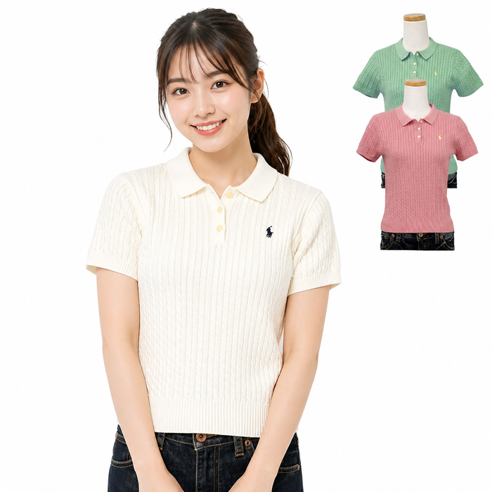 ポロ ラルフローレン ガールズ 半袖ポロセーター 313935002 ケーブル