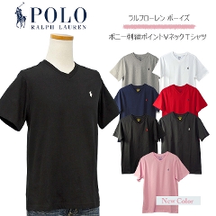 POLO by Ralph Lauren Boy's 定番Vネック ポイント半袖Tシャツ