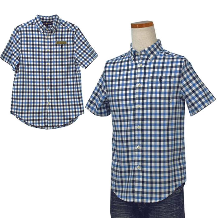ラルフローレン リネン チェック 半袖ワークシャツ M マチ付き POLO ラルフローレン半袖マルチチェックシャツ ポケット付 半袖