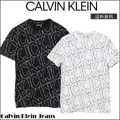 Calvin Klein Jeans Men's 総柄 CKロゴプリントTシャツ