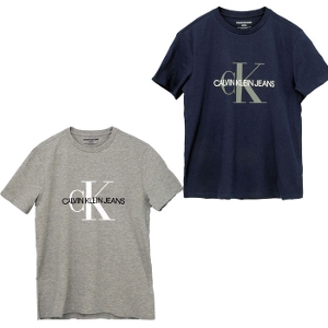 本物カルバンクラインCalvinKleinボーダー柄ロゴ刺繍半袖TシャツL